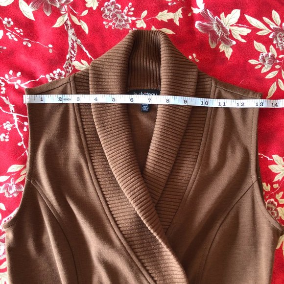 Rich Brown Shawl-Collar Blazer-Like Sleeveless Sweater Dress - Size XXS - Picture 12 of 16